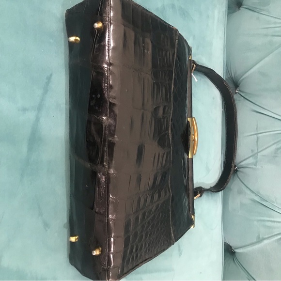 Vintage Alligator Skin Swagger  black Handbag - Picture 10 of 16